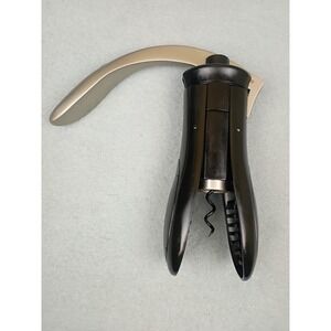 Turning Leaf Lever Style Wine Bottle Opener Corkscrew Black and Gold
